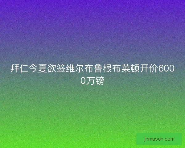 拜仁今夏欲签维尔布鲁根布莱顿开价6000万镑